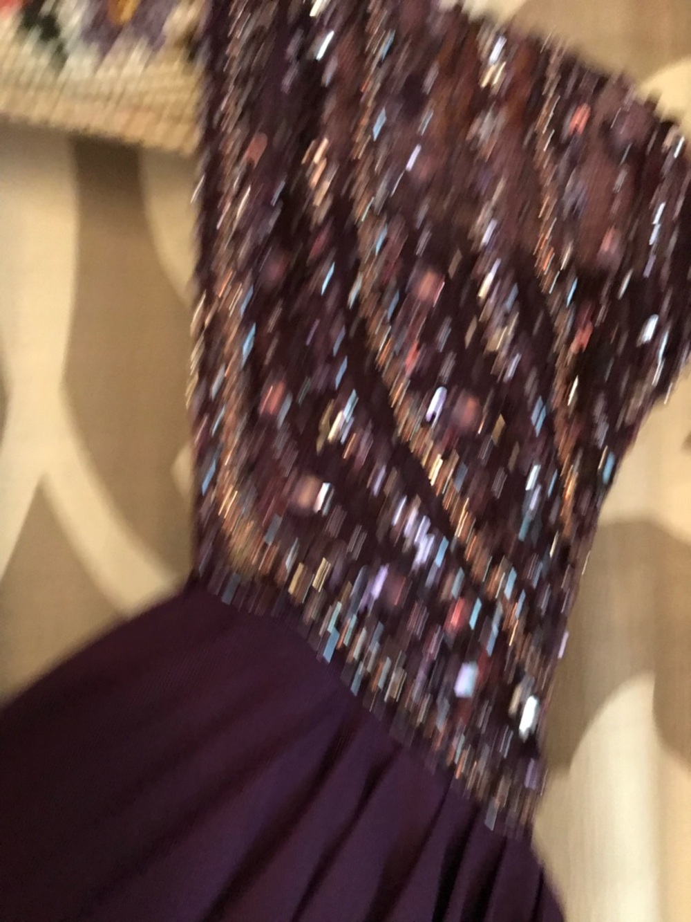 MGNY Sequin Cap Sleeve Gown in Deep Plum 10 - Picture 5 of 7